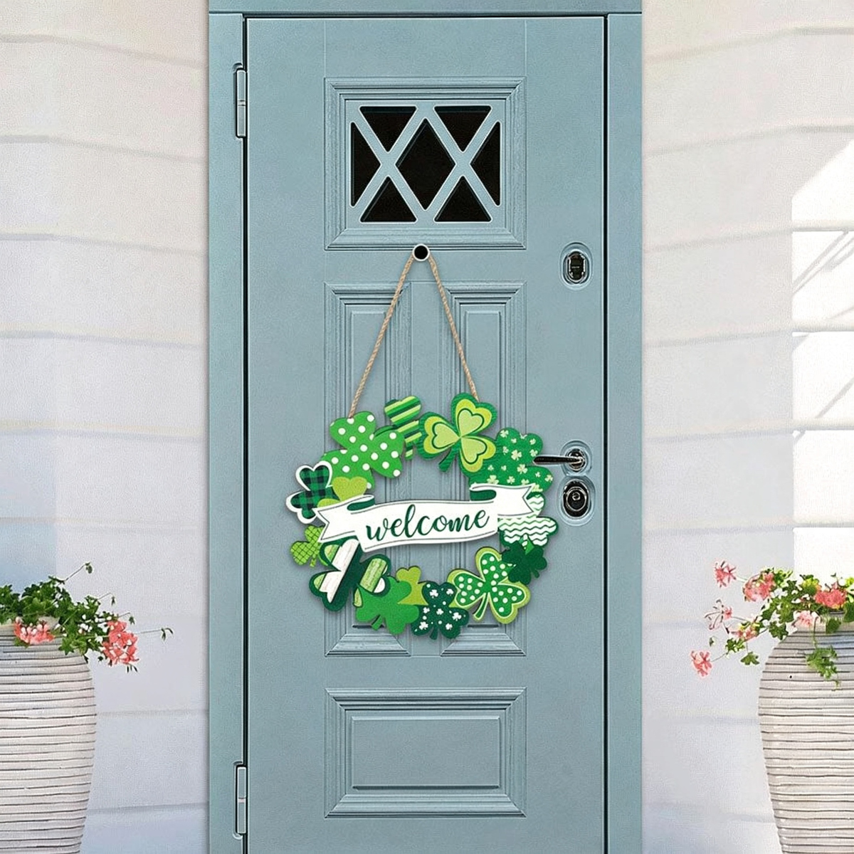 Hand Crafted Wooden St.Patrick’s Day Door Wreath - Outdoor Front Door Porch Decoration