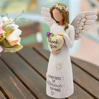 Hand Painted Resin Angel Figurine  -  5.1-Inch, Shelf & Tabletop Indoor Decor