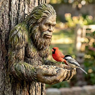 Hand Painted Resin Bigfoot Bird Feeder  -  5.7-Inch, Backyard Garden Wildlife Accessory
