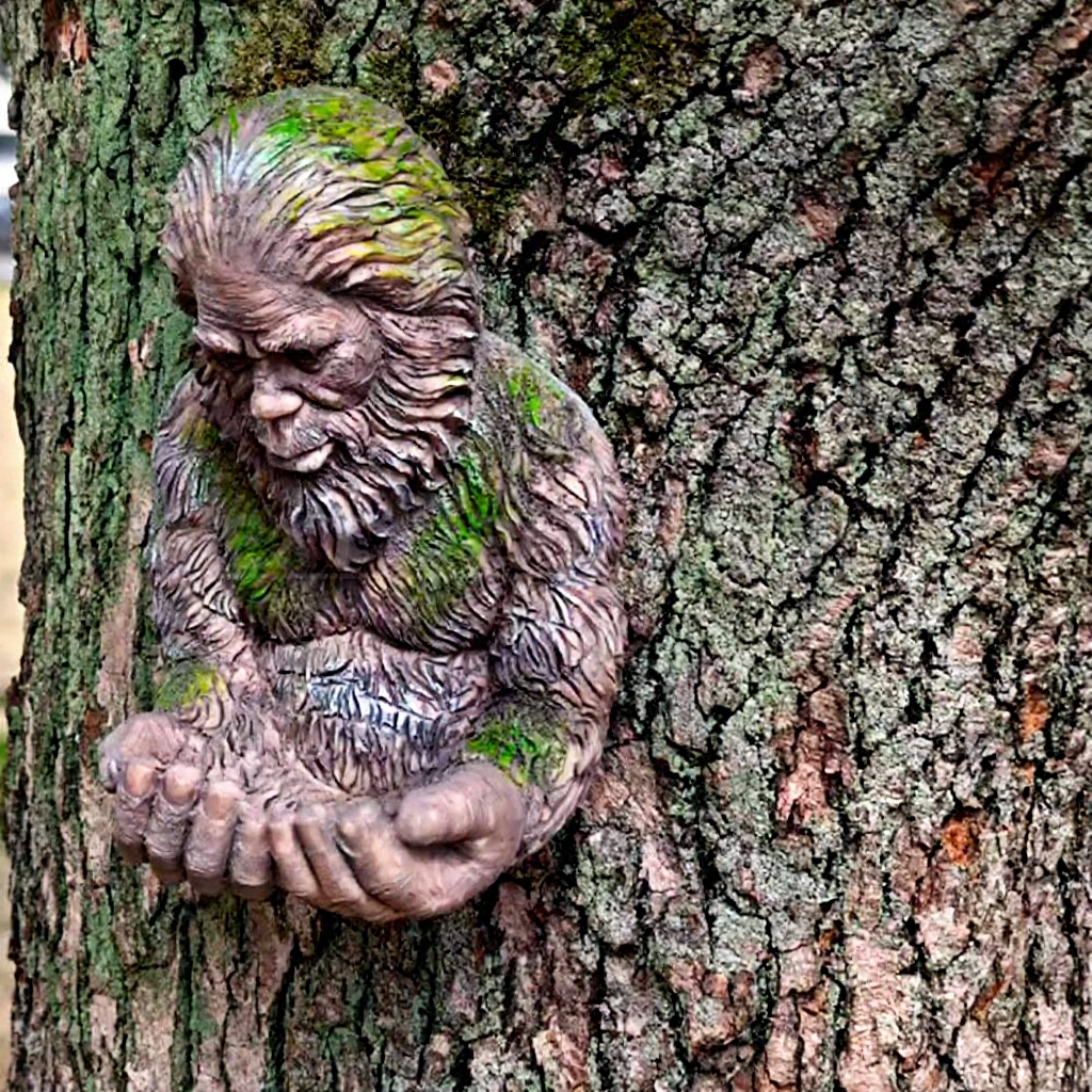 Hand Painted Resin Bigfoot Bird Feeder  -  5.7-Inch, Backyard Garden Wildlife Accessory