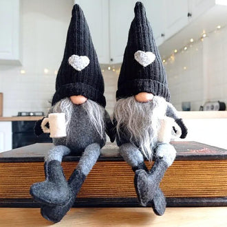 Handmade Adorable Coffee Gnomes - Set of 2, Home Table Shelf Holiday Festival Decor Ornament