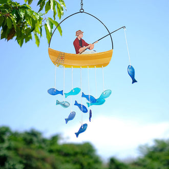 Handmade Fishing Boat Glass Wind Chime