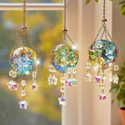Iridescent Crystal Cracked Ice Suncatcher - Home Window Indoor Wall Hanging Decoration