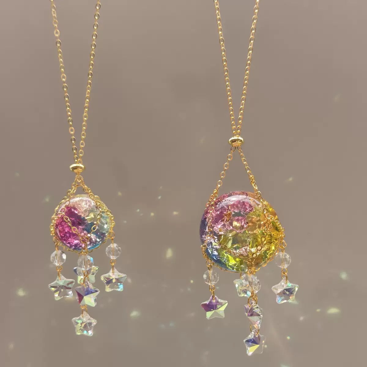 Iridescent Crystal Cracked Ice Suncatcher - Home Window Indoor Wall Hanging Decoration