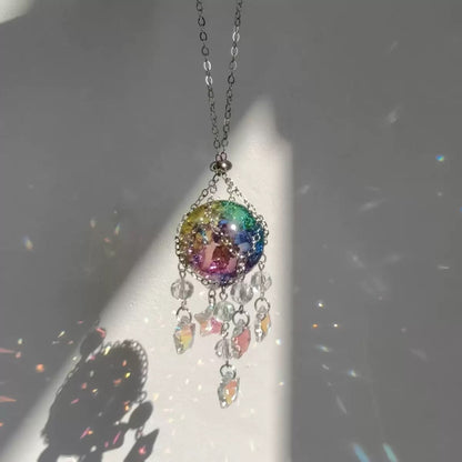 Iridescent Crystal Cracked Ice Suncatcher - Home Window Indoor Wall Hanging Decoration