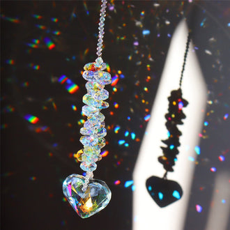 Iridescent Heart Crystal Suncatcher