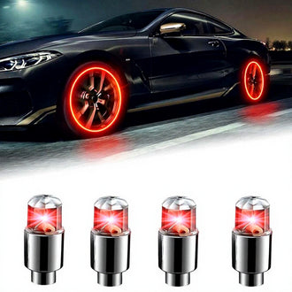 LED Car Tire Valve Cap Lights - 4 Pack, Motion-Activated Wheel Light for Bike & Car