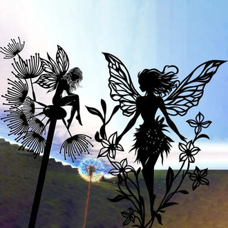 Metal Flower Fairy Silhouette Garden Decor ‑ Home Yard Lawn Patio Porch Garden Ornament