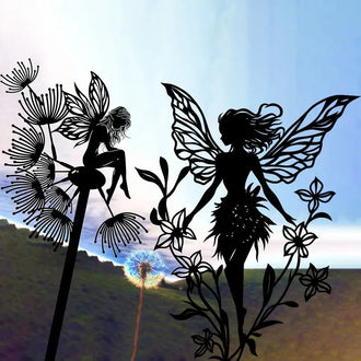 Metal Flower Fairy Silhouette Garden Decor