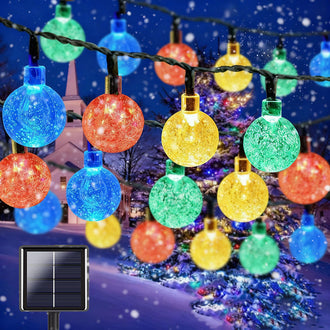 Multicolor Solar Powered LED Crystal Globe String Lights