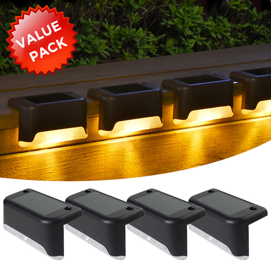 Solar Powered Outdoor Ledge LED Light - 4 Pack, Patio Step Yard Fence Outdoor Landscape Lighting