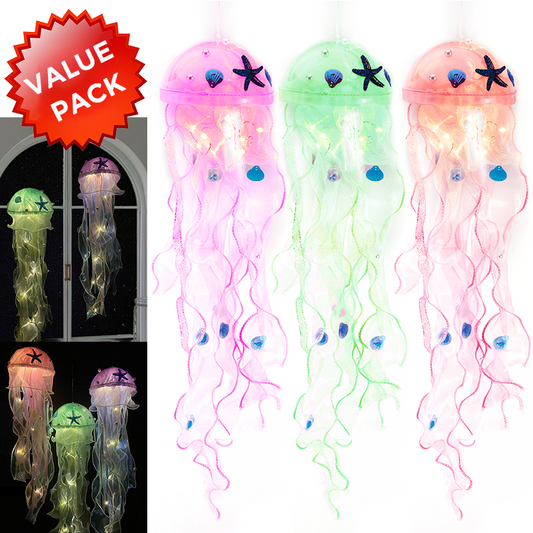 3 Pcs - Handmade Jellyfish Hanging Lantern - Artistic Hanging Lamp for Home Indoor Ceiling Party Ambient Lighting