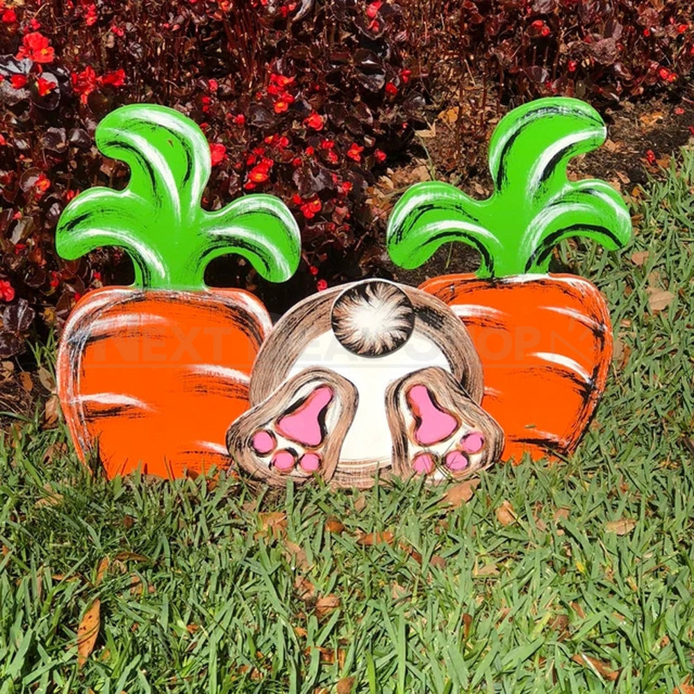 Large Bunny & Carrot Yard Stake Decor