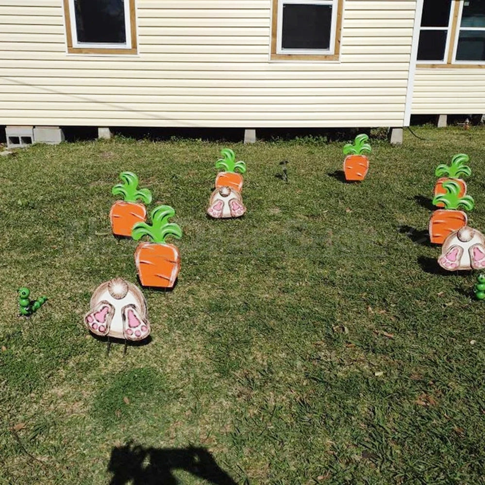 Large Bunny & Carrot Yard Stake Decor