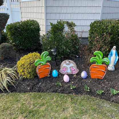 Large Bunny & Carrot Yard Stake Decor