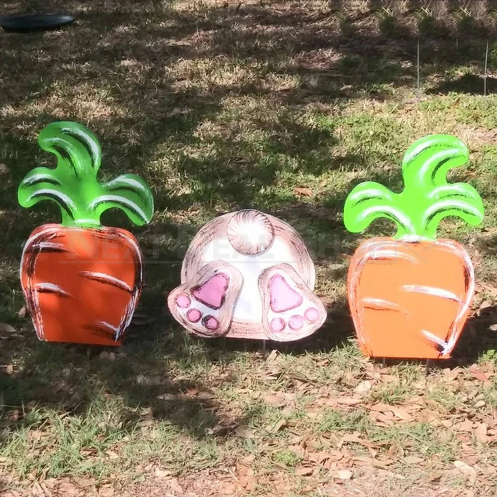 Large Bunny & Carrot Yard Stake Decor