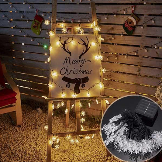 Solar-Powered Snowflake LED String Lights