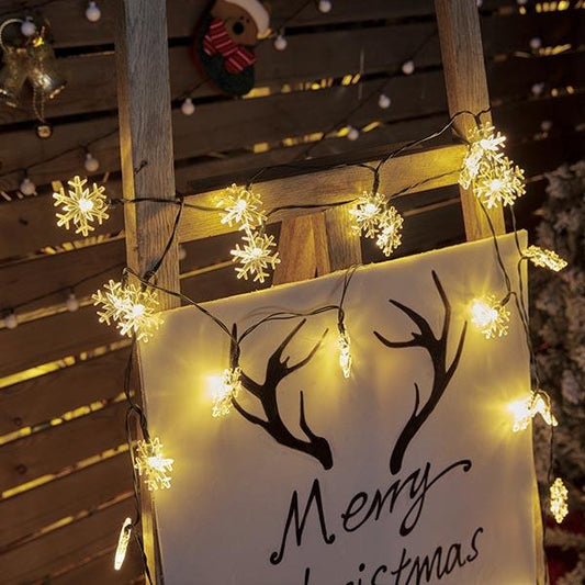 Solar-Powered Snowflake LED String Lights