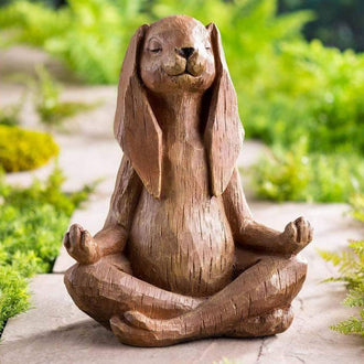 Meditating Bunny Garden Decor