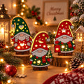 Adorable Christmas Wooden Gnome with LED Lights - Set of 3, Tabletop Holiday Home Mantel Shelf Decoration