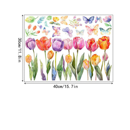 Colorful Tulip & Butterfly Window Clings