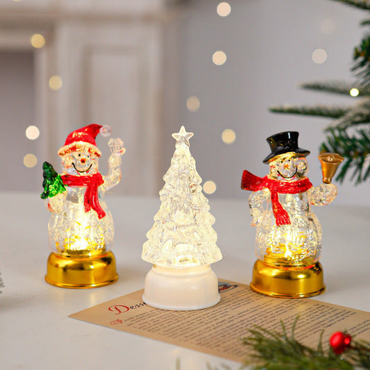 3 Pcs LED Light Up Christmas Ornament Set - Xmas Holiday Tabletop Decor