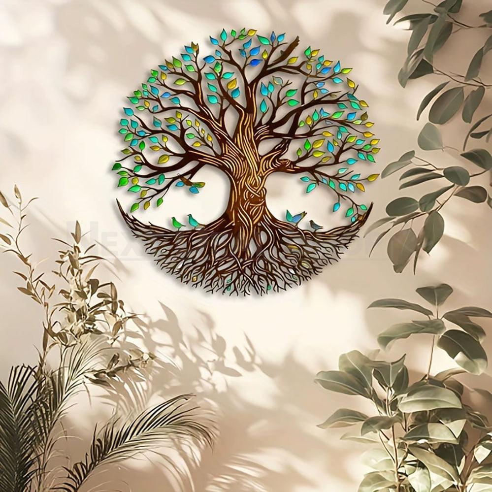 Colorful Tree of Life Metal Wall Art - Garden Patio Backyard Outdoor Wall Decoration