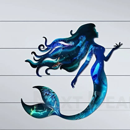 Ocean Mermaid Metal Wall Art - Home Garden Patio Fence Outdoor Decoration