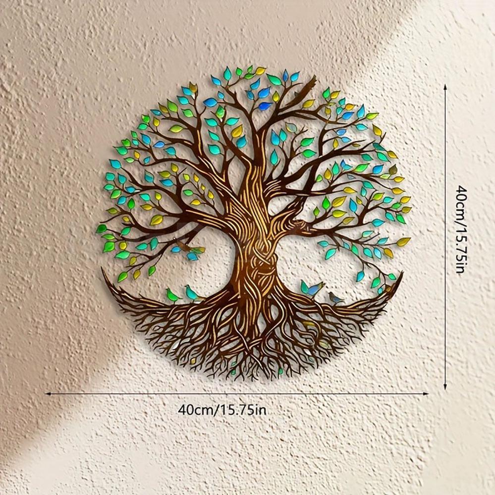 Colorful Tree of Life Metal Wall Art - Garden Patio Backyard Outdoor Wall Decoration