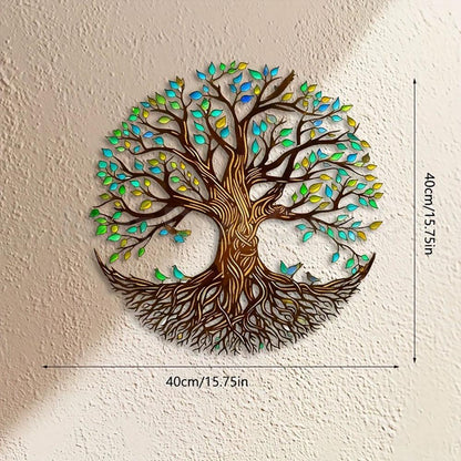 Colorful Tree of Life Metal Wall Art - Garden Patio Backyard Outdoor Wall Decoration