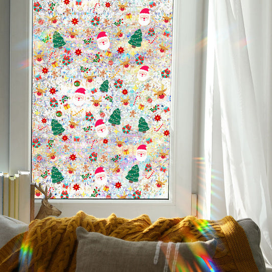 Stained Glass Christmas Window Film - Home Glass Window Holiday Decor
