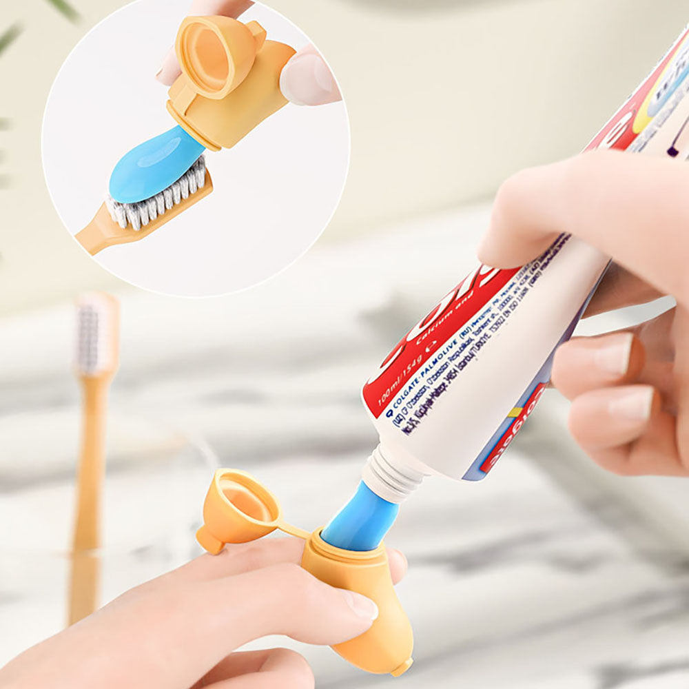 Banana Toothbrush Cover with Toothpaste Dispenser - Bathroom Counter Storage Accessory