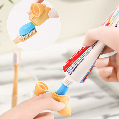 Banana Toothbrush Cover with Toothpaste Dispenser - Bathroom Counter Storage Accessory
