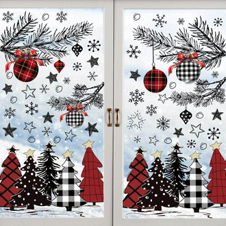 Festive Christmas Tree Window Cling Set