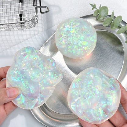 Iridescent Coconut Oil Squishy Stress Relief Ball -  Novelty Sensory Toy Gift