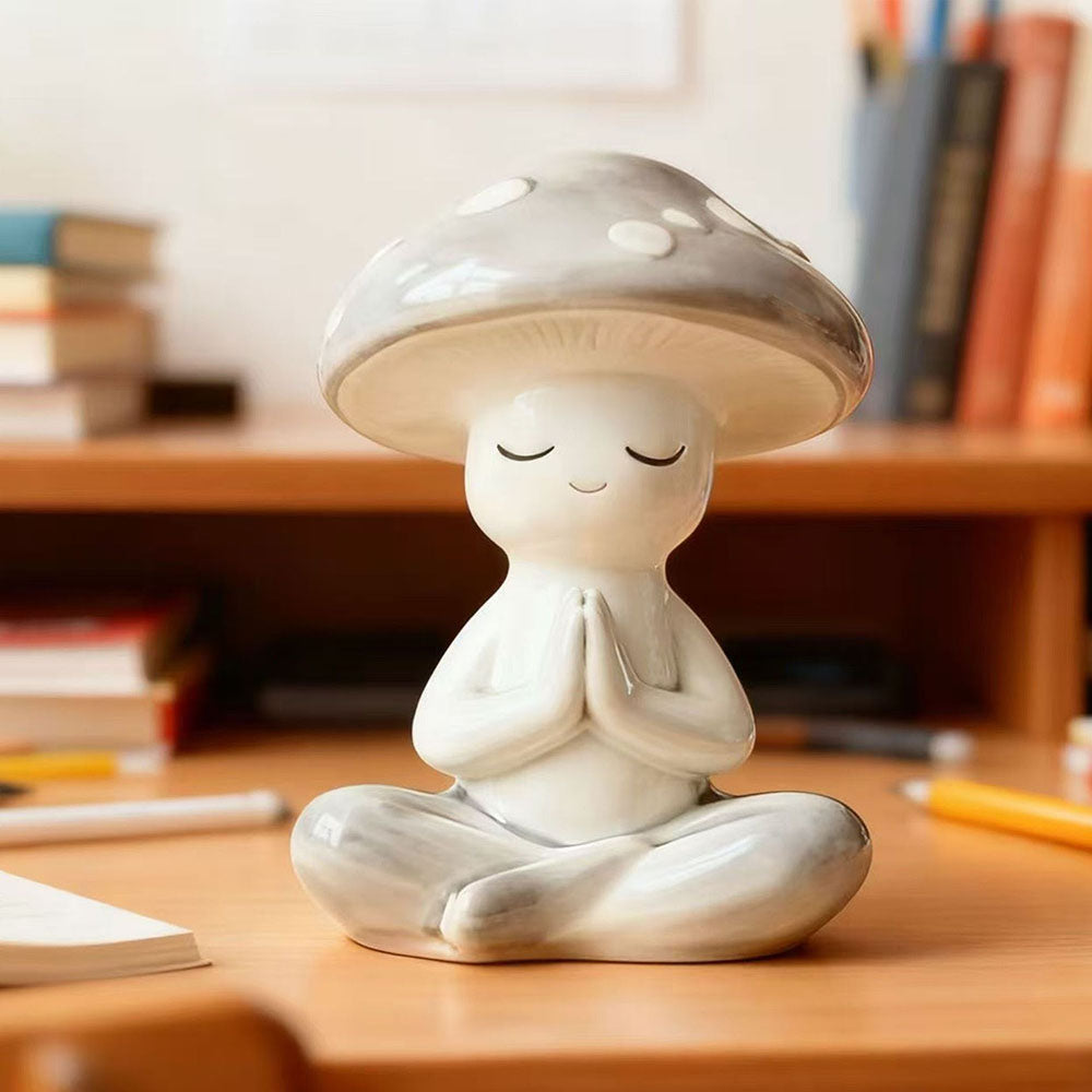 Adorable Meditating Mushroom Figurine - Garden Yard Lawn Patio Meditation Decor Ornament