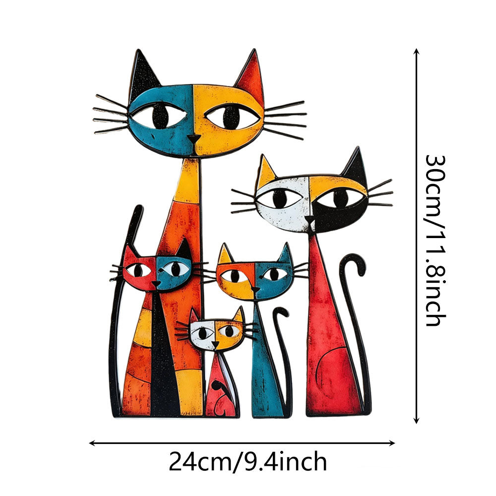 Colorful Metal Cat Wall Art Decor - Home Garden Patio Fence Outdoor Wall Decoration