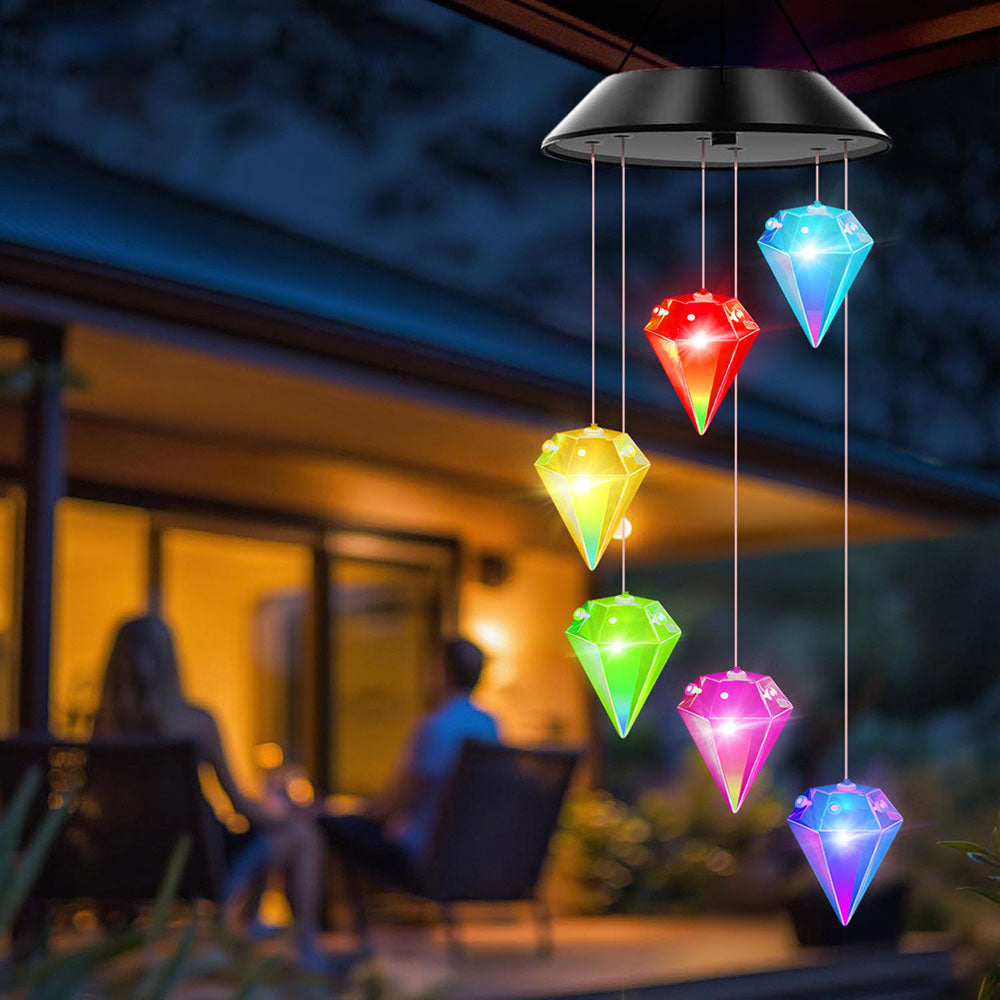 Solar Powered LED Dangling Diamond Light - Garden Patio Yard Outdoor Hanging Ambient Lighting
