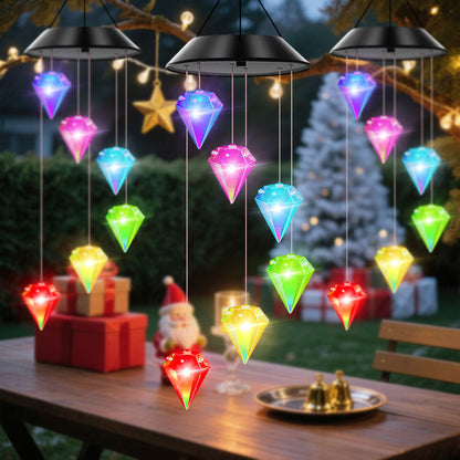 Solar Powered LED Dangling Diamond Light - Garden Patio Yard Outdoor Hanging Ambient Lighting