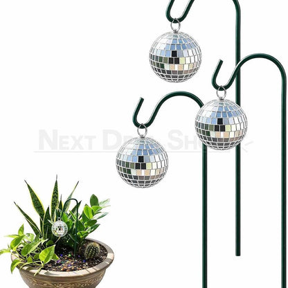 10 Pack - Sparkly Reflective Disco Ball Garden Stake Plant Pot Decor