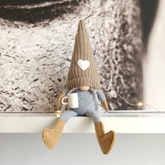 Handmade Coffee Loving Gnome Decor - Set of 2, Home Tabletop Shelf Holiday Decor