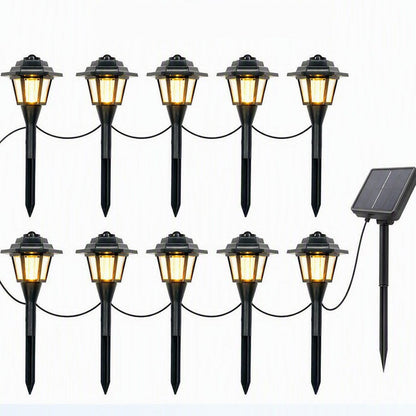 Solar Powered Vintage Mini Lantern Pathway Stake Lights - 10 LED, Waterproof Landscape Garden Lawn Yard Lighting
