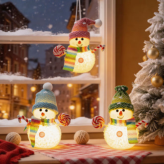 3 Pcs Light Up Christmas Snowman Decoration Set