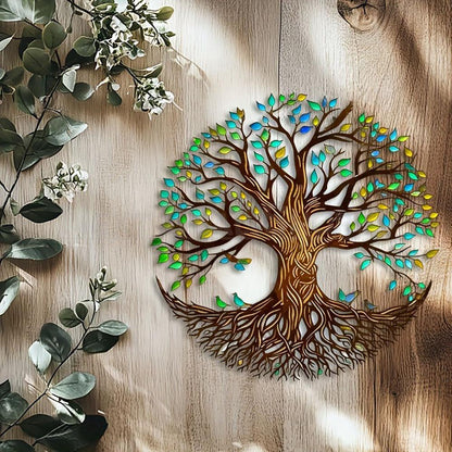 Colorful Tree of Life Metal Wall Art - Garden Patio Backyard Outdoor Wall Decoration