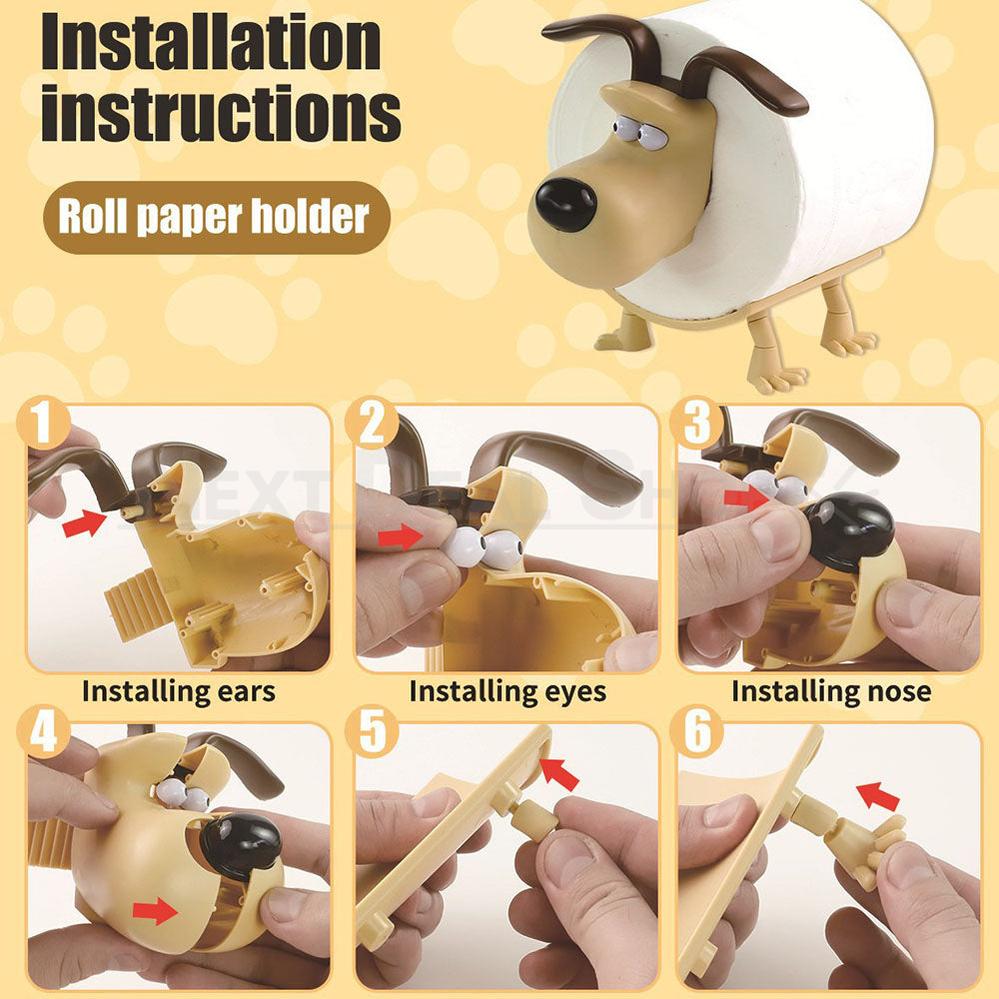 Adorable Puppy Toilet Roll Holder - 2 Pack, Cute Bathroom Tissue Storage Decor