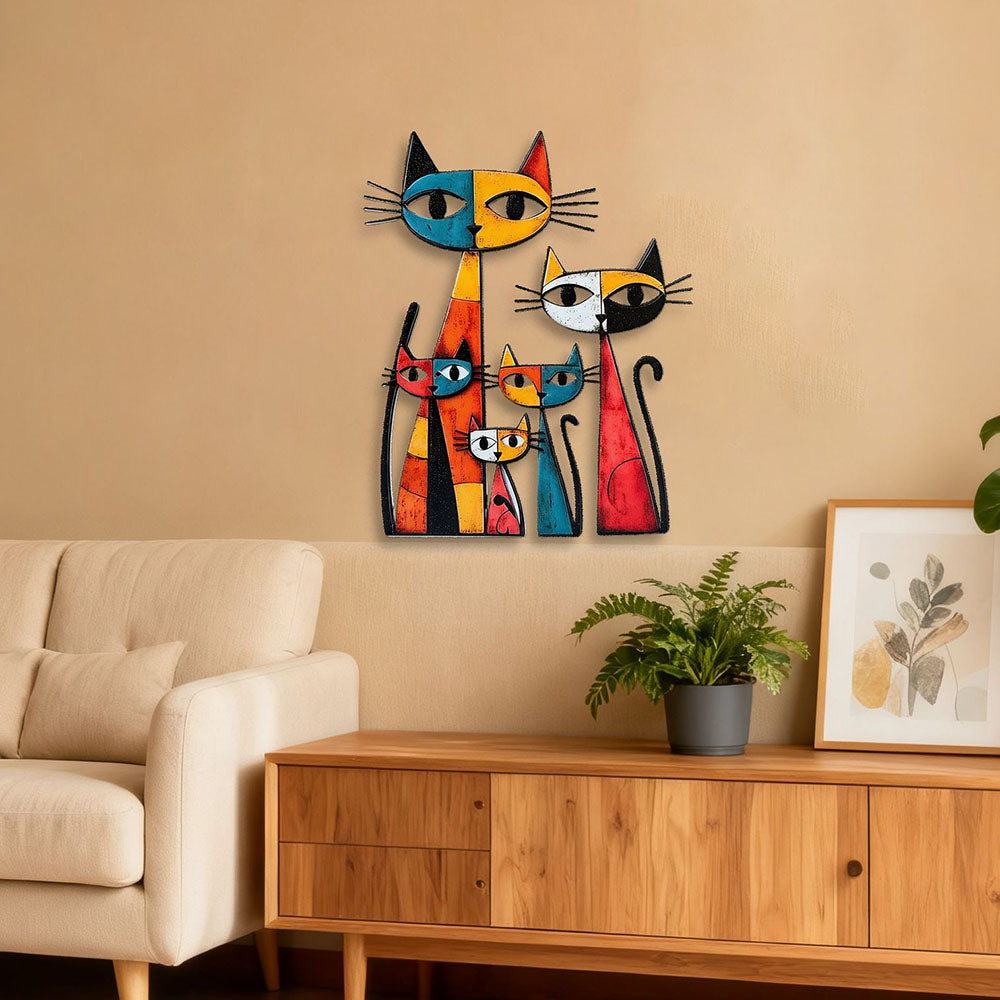 Colorful Metal Cat Wall Art Decor - Home Garden Patio Fence Outdoor Wall Decoration