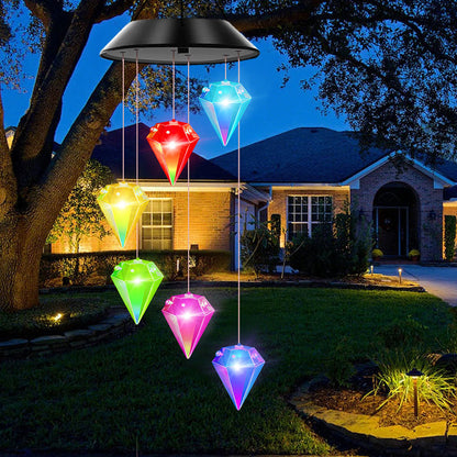 Solar Powered LED Dangling Diamond Light - Garden Patio Yard Outdoor Hanging Ambient Lighting
