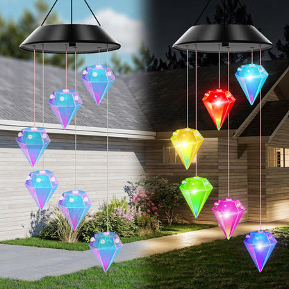Solar Powered LED Dangling Diamond Light - Garden Patio Yard Outdoor Hanging Ambient Lighting