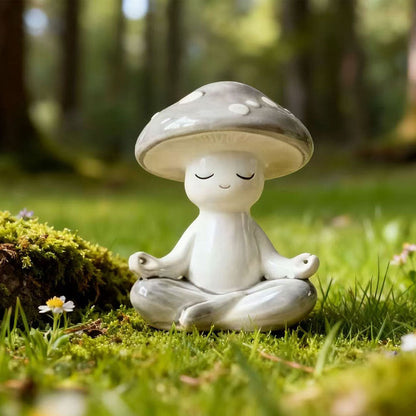 Adorable Meditating Mushroom Figurine - Garden Yard Lawn Patio Meditation Decor Ornament