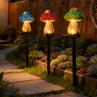 Solar Powered Mushroom Garden Stake Light